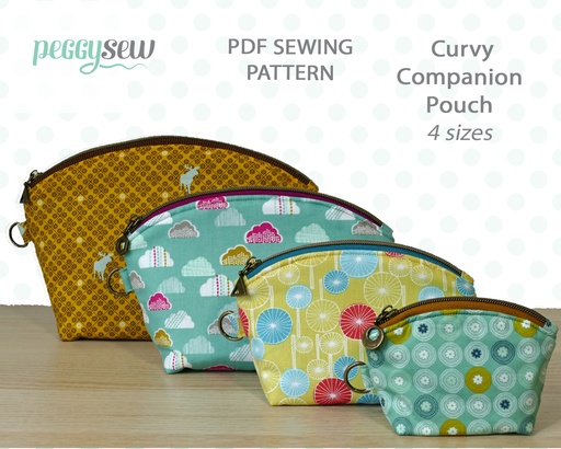 Curvy Companion Pouch, PDF sewing pattern, 4 sizes